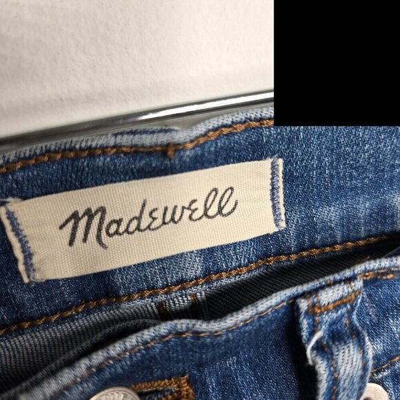 Madewell Cali Demi Boot Cut Denim Buttonfly Comfort Stretch Jeans Chewed Hem - Picture 6 of 9